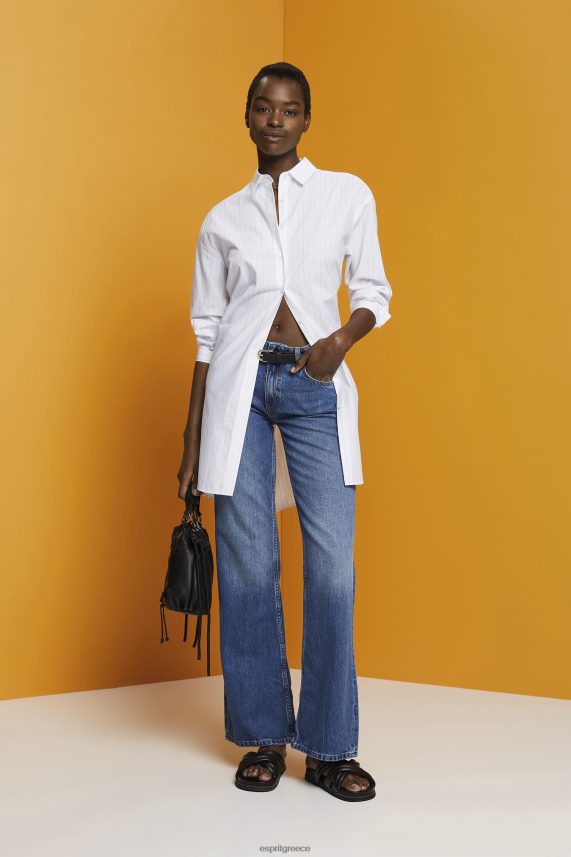 γυναίκες Esprit άσπρο φόρεμα πουκάμισο με ρίγες, 100% βαμβάκι φορέματα 0J044P277