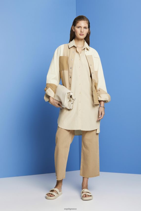 γυναίκες Esprit μπεζ φόρεμα πουκάμισο με ρίγες, 100% βαμβάκι φορέματα 0J044P278