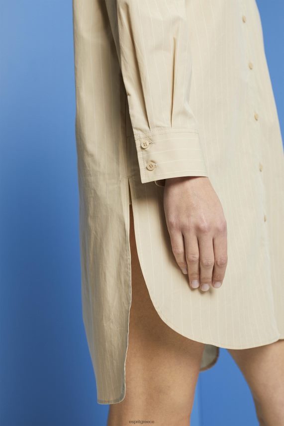 γυναίκες Esprit μπεζ φόρεμα πουκάμισο με ρίγες, 100% βαμβάκι φορέματα 0J044P278