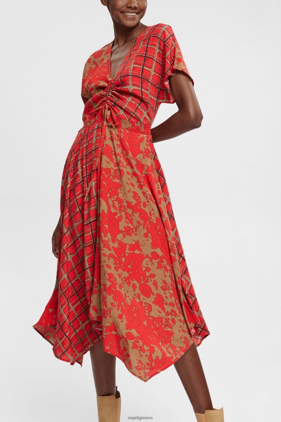 γυναίκες Esprit το κόκκινο Φόρεμα με μικτό σχέδιο, lenzing ecovero φορέματα 0J044P547