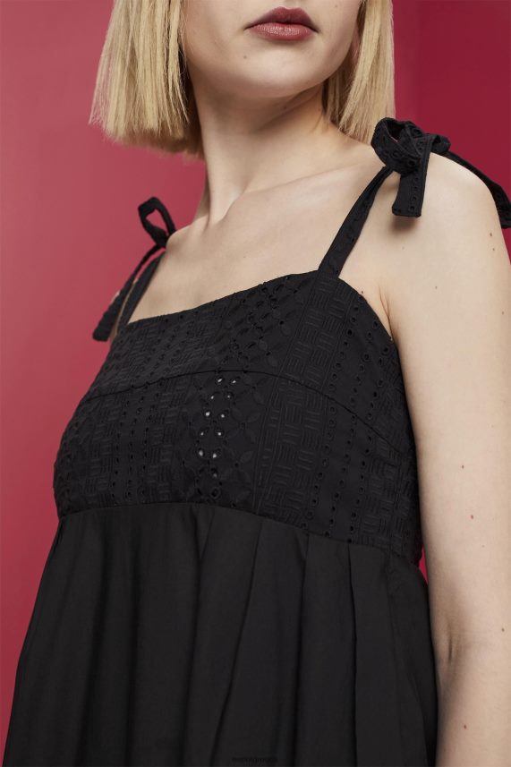 γυναίκες Esprit μαύρος midi φόρεμα με κέντημα, lenzing ecovero φορέματα 0J044P204