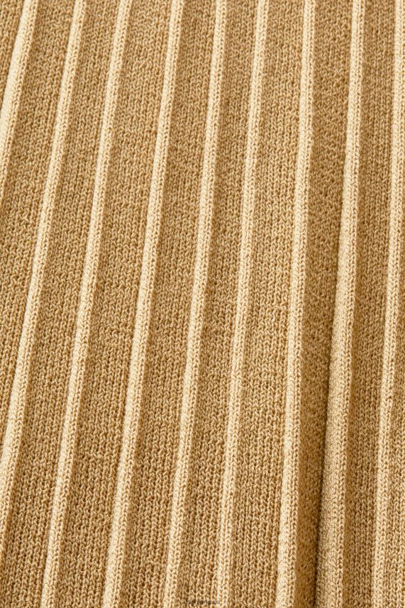 γυναίκες Esprit χακί μπεζ Μίντι φόρεμα με πλισέ mockneck με κοντό μανίκι φορέματα 0J044P119