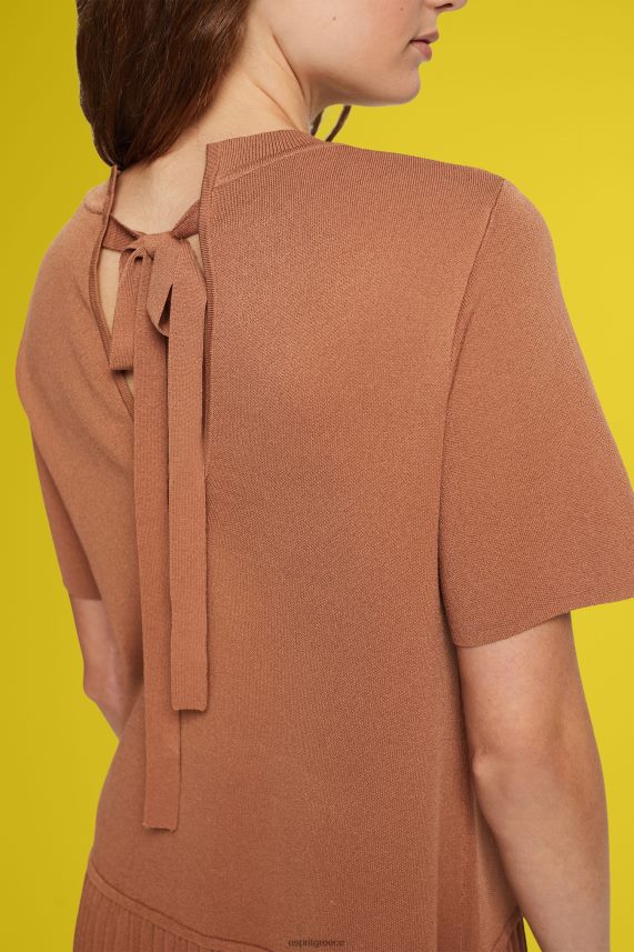 γυναίκες Esprit καφέ φόρεμα με πλισέ peplum φορέματα 0J044P488