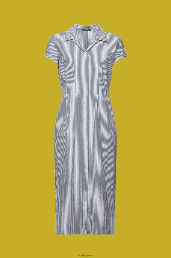 γυναίκες Esprit ΠΟΛΕΜΙΚΟ ΝΑΥΤΙΚΟ φόρεμα πουκάμισο seersucker, 100% βαμβάκι φορέματα 0J044P179