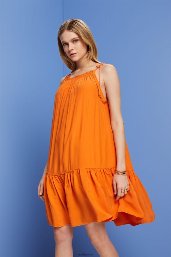 γυναίκες Esprit πορτοκάλι τιράντε φόρεμα με smock, tencel φορέματα 0J044P116