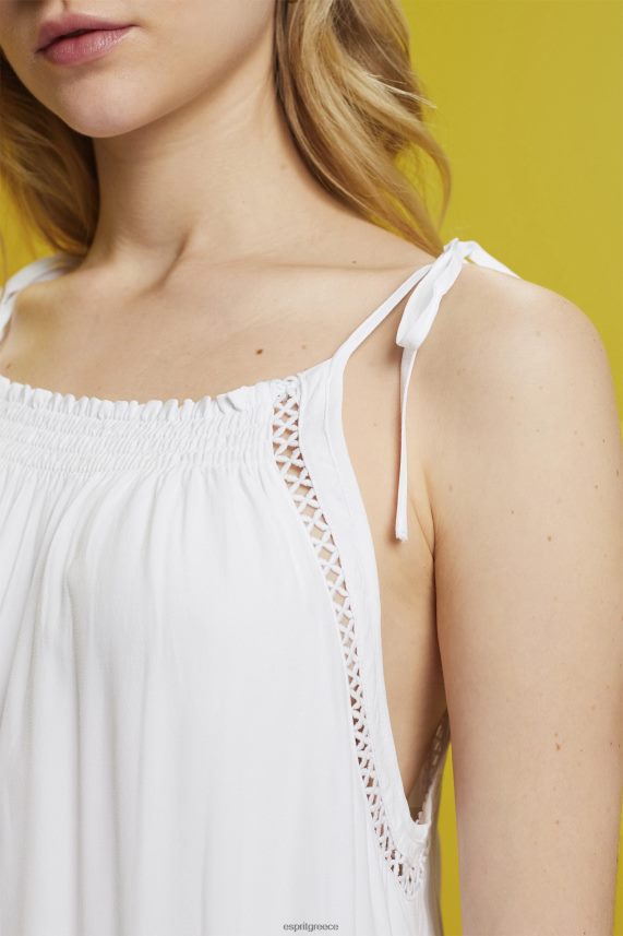 γυναίκες Esprit άσπρο τιράντε φόρεμα με smock, tencel φορέματα 0J044P203