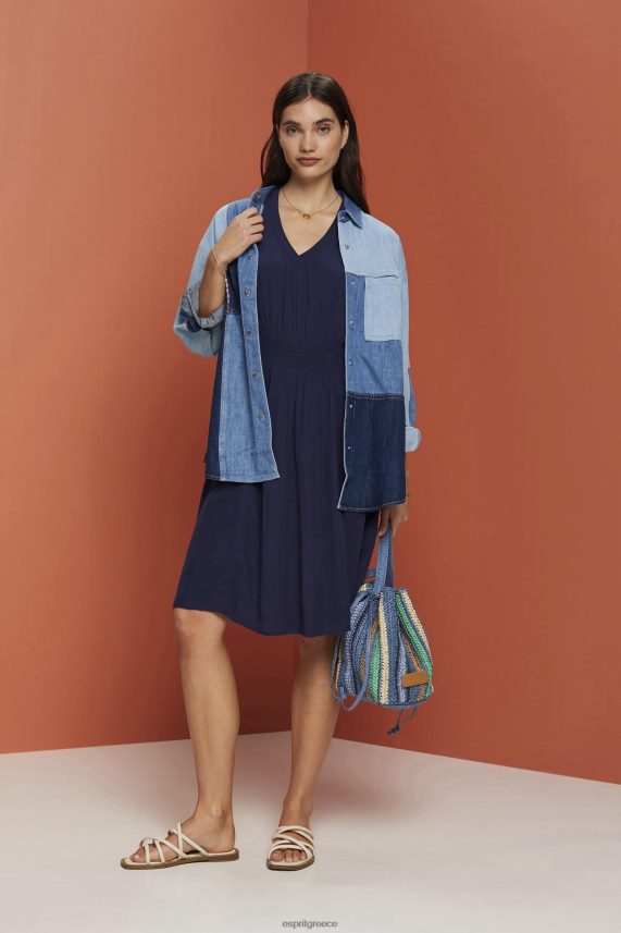 γυναίκες Esprit ΠΟΛΕΜΙΚΟ ΝΑΥΤΙΚΟ μίνι φόρεμα με smocked μέση φορέματα 0J044P228