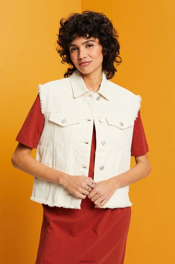 γυναίκες Esprit πάγος ξεφτισμένο τζιν γιλέκο γιλέκο 0J044P62