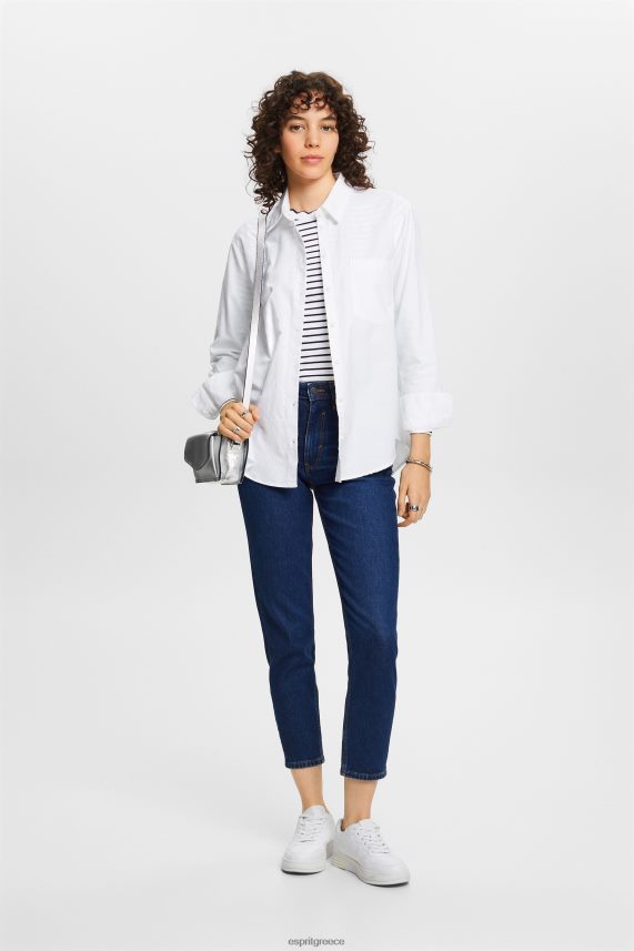 γυναίκες Esprit άσπρο μακρυμάνικο μπλουζάκι με χτενισμένο λαιμό μακρύ μανίκι 0J044P34