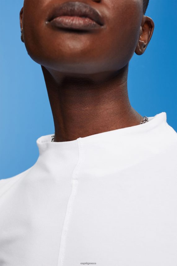 γυναίκες Esprit άσπρο μακρυμάνικο μπλουζάκι με λαιμόκαρα μακρύ μανίκι 0J044P369