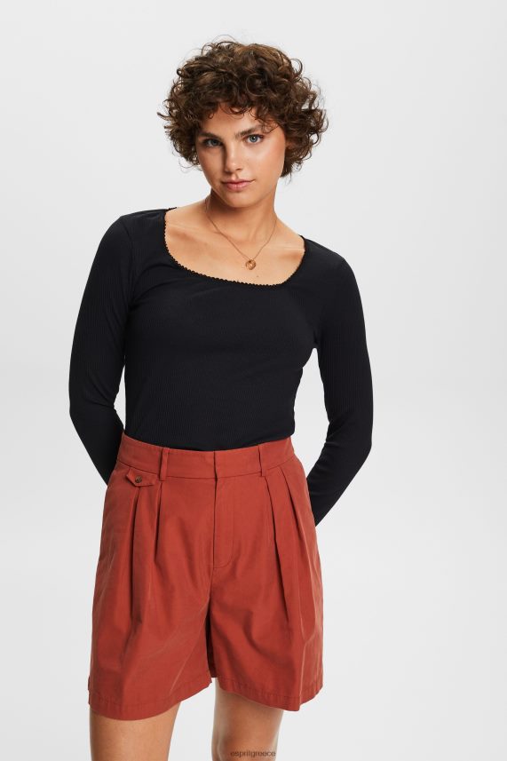 γυναίκες Esprit μαύρος ριμπ μακρυμάνικο τοπ μακρύ μανίκι 0J044P88