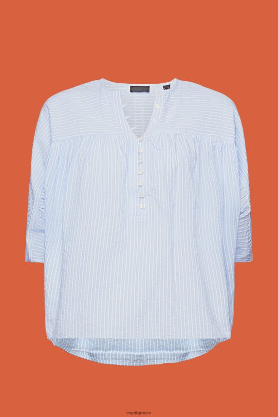 γυναίκες Esprit γαλάζιο ανάγλυφη κοντομάνικη μπλούζα μπλούζες 0J044P118