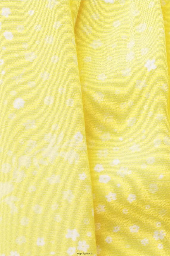 γυναίκες Esprit Ανοιχτό κίτρινο κοντομάνικη μπλούζα με ζώνη γραβάτα μπλούζες 0J044P222