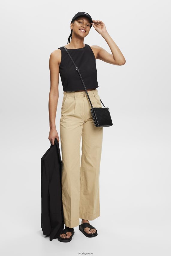 γυναίκες Esprit μαύρος κομμένη αμάνικη μπλούζα μπλούζες 0J044P307