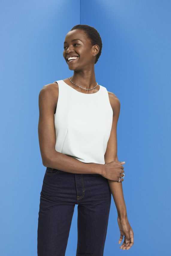 γυναίκες Esprit ανοιχτό υδάτινο πράσινο κομμένη αμάνικη μπλούζα μπλούζες 0J044P309