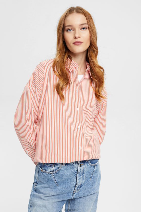 γυναίκες Esprit πορτοκαλοκόκκινο ριγέ μπλούζα ποπλίνα μπλούζες 0J044P349