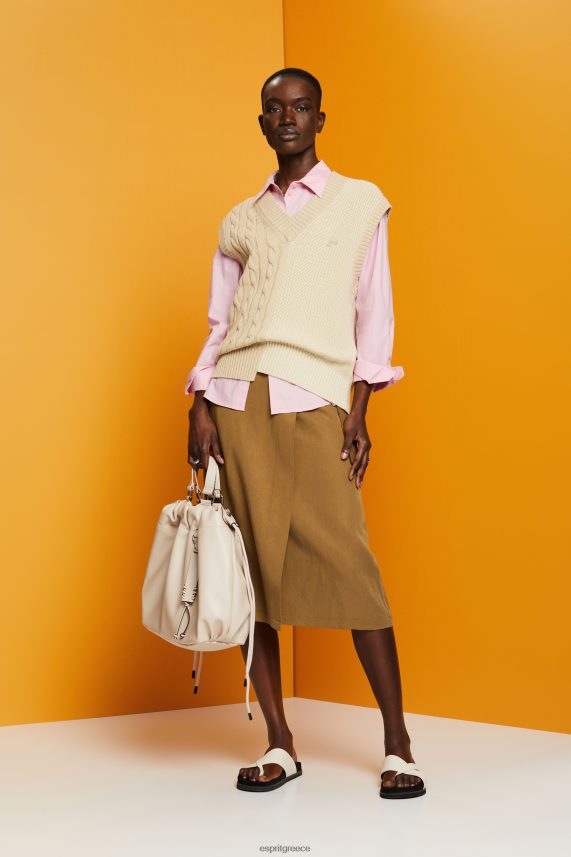 γυναίκες Esprit ανοιχτό ροζ υπερμεγέθη λευκή βαμβακερή μπλούζα μπλούζες 0J044P407