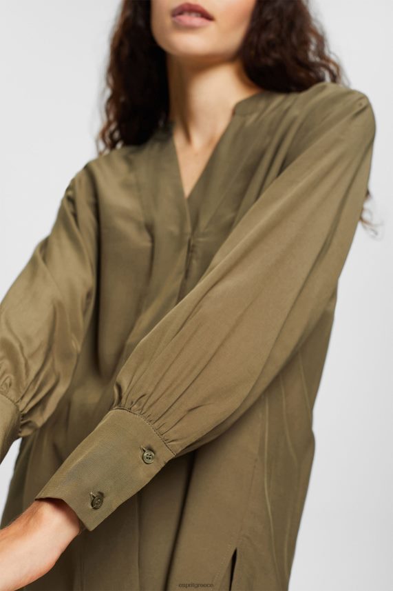 γυναίκες Esprit σκούρο χακί Μπλούζα με λαιμόκοψη, lenzing ecovero μπλούζες 0J044P555