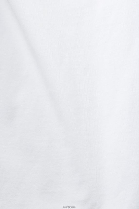 γυναίκες Esprit άσπρο βαμβακερό μπλουζάκι με εμπριμέ λογότυπο μπλουζάκια 0J044P142
