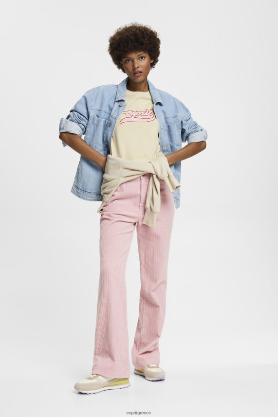 γυναίκες Esprit μπεζ βαμβακερό μπλουζάκι με εμπριμέ λογότυπο μπλουζάκια 0J044P143