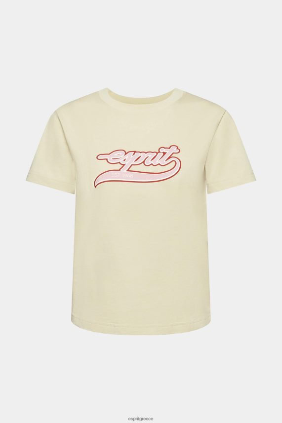 γυναίκες Esprit μπεζ βαμβακερό μπλουζάκι με εμπριμέ λογότυπο μπλουζάκια 0J044P143