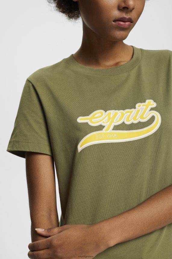 γυναίκες Esprit ελιά βαμβακερό μπλουζάκι με εμπριμέ λογότυπο μπλουζάκια 0J044P144