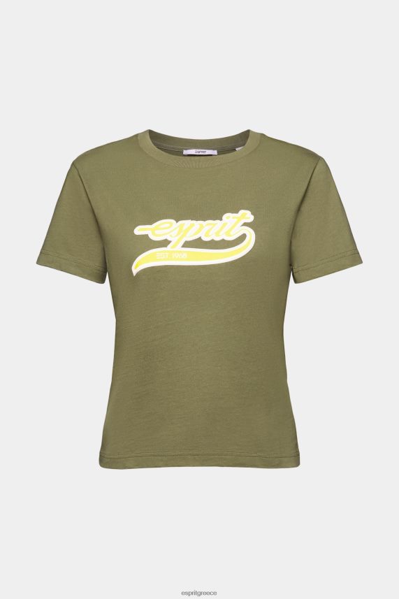 γυναίκες Esprit ελιά βαμβακερό μπλουζάκι με εμπριμέ λογότυπο μπλουζάκια 0J044P144