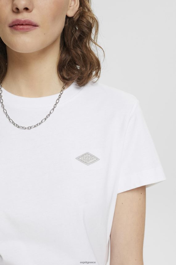 γυναίκες Esprit άσπρο βαμβακερό μπλουζάκι με κεντημένο λογότυπο μπλουζάκια 0J044P147