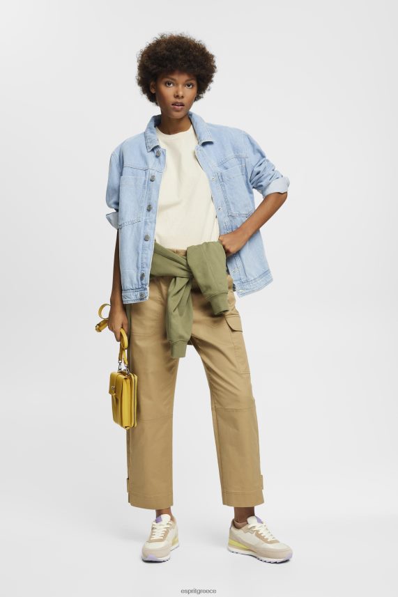 γυναίκες Esprit ελαφρύ γκρι βαμβακερό μπλουζάκι με κεντημένο λογότυπο μπλουζάκια 0J044P148