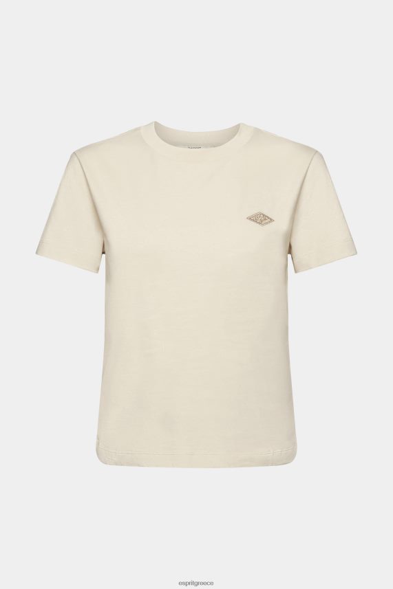 γυναίκες Esprit ελαφρύ γκρι βαμβακερό μπλουζάκι με κεντημένο λογότυπο μπλουζάκια 0J044P148