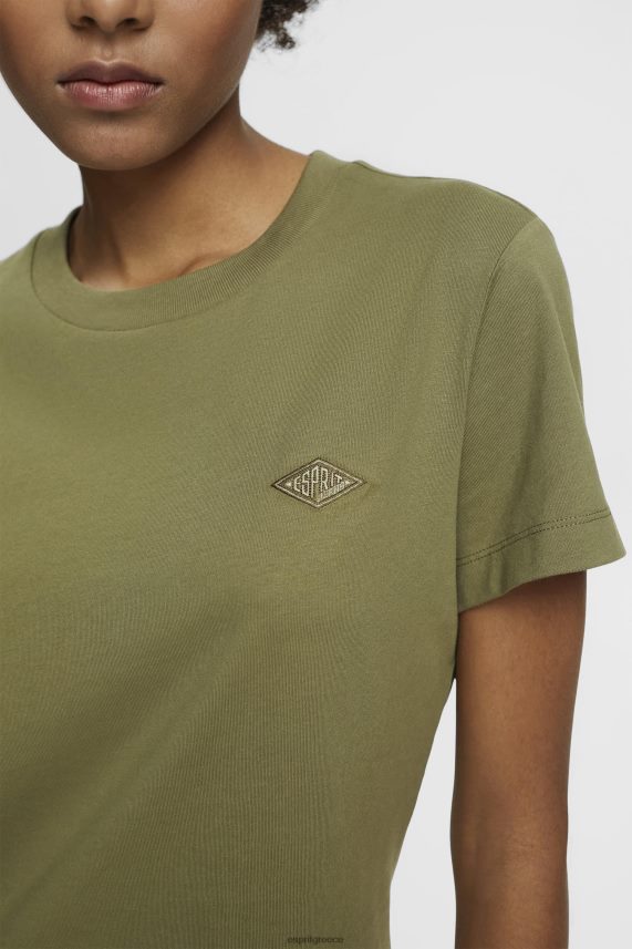 γυναίκες Esprit ελιά βαμβακερό μπλουζάκι με κεντημένο λογότυπο μπλουζάκια 0J044P149