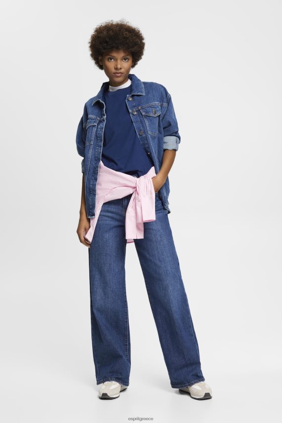 γυναίκες Esprit μελάνι βαμβακερό μπλουζάκι με κεντημένο λογότυπο μπλουζάκια 0J044P150