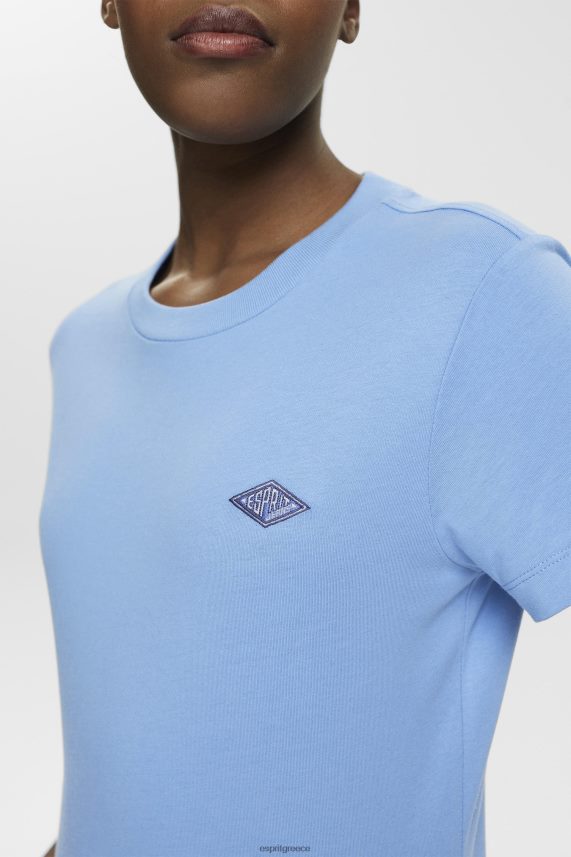γυναίκες Esprit γαλάζιο λεβάντα βαμβακερό μπλουζάκι με κεντημένο λογότυπο μπλουζάκια 0J044P151