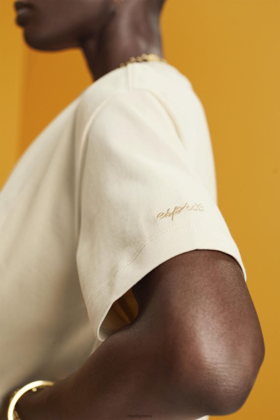 γυναίκες Esprit μπεζ μπλουζάκι με κομμένη λαιμόκοψη μπλουζάκια 0J044P195