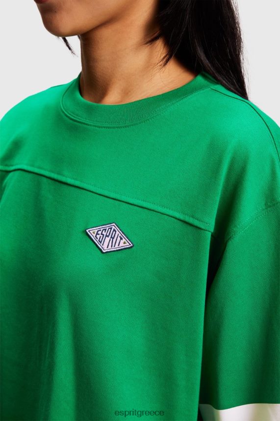 γυναίκες Esprit σμαραγδί πράσινο κομμένο πανεπιστήμιο λογότυπο ράγκμπι μπλουζάκι μπλουζάκια 0J044P413