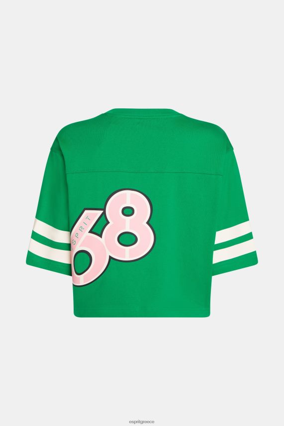 γυναίκες Esprit σμαραγδί πράσινο κομμένο πανεπιστήμιο λογότυπο ράγκμπι μπλουζάκι μπλουζάκια 0J044P413