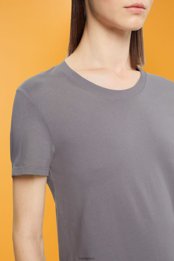 γυναίκες Esprit μέτριο γκρι βαμβακερό μπλουζάκι με λαιμόκοψη μπλουζάκια 0J044P455