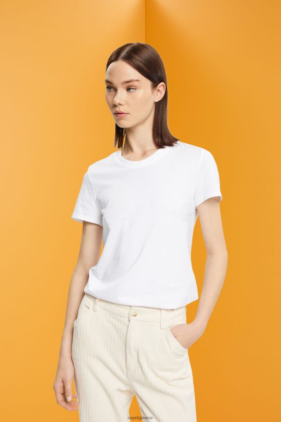 γυναίκες Esprit άσπρο βαμβακερό μπλουζάκι με λαιμόκοψη μπλουζάκια 0J044P456