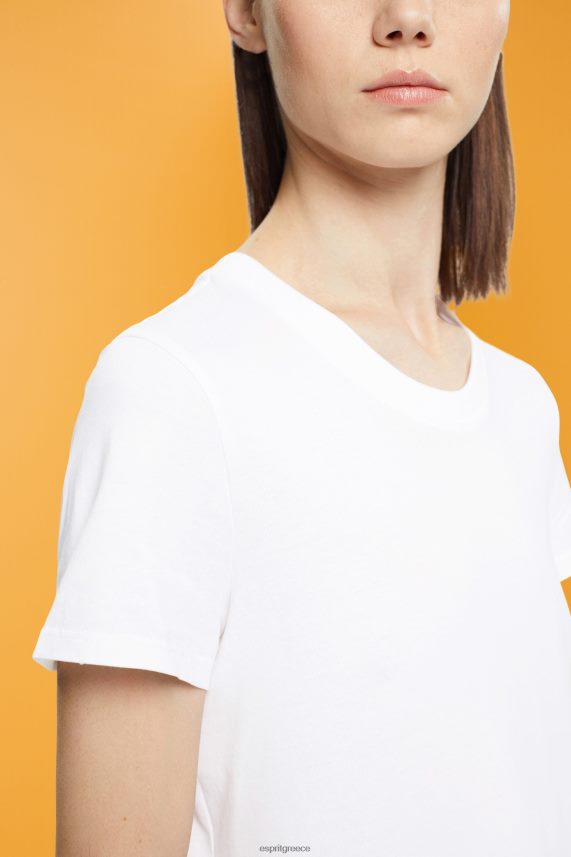 γυναίκες Esprit άσπρο βαμβακερό μπλουζάκι με λαιμόκοψη μπλουζάκια 0J044P456