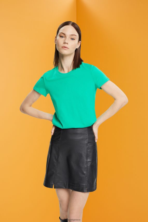 γυναίκες Esprit ανοιχτό πράσινο βαμβακερό μπλουζάκι με λαιμόκοψη μπλουζάκια 0J044P458