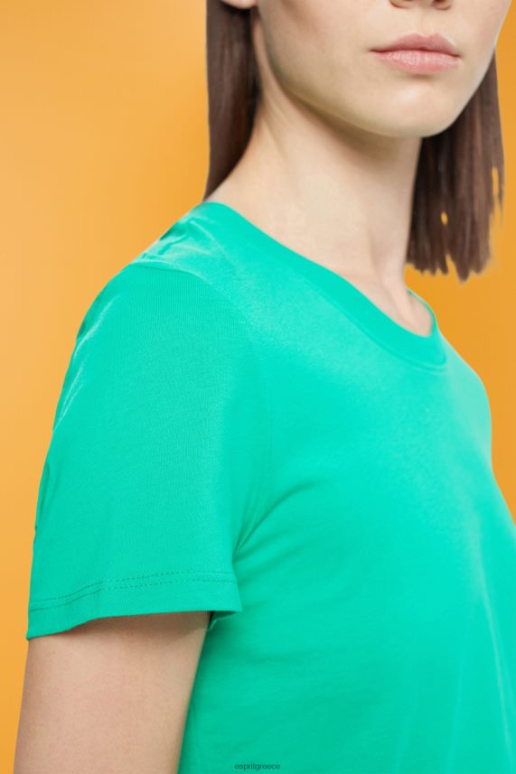 γυναίκες Esprit ανοιχτό πράσινο βαμβακερό μπλουζάκι με λαιμόκοψη μπλουζάκια 0J044P458
