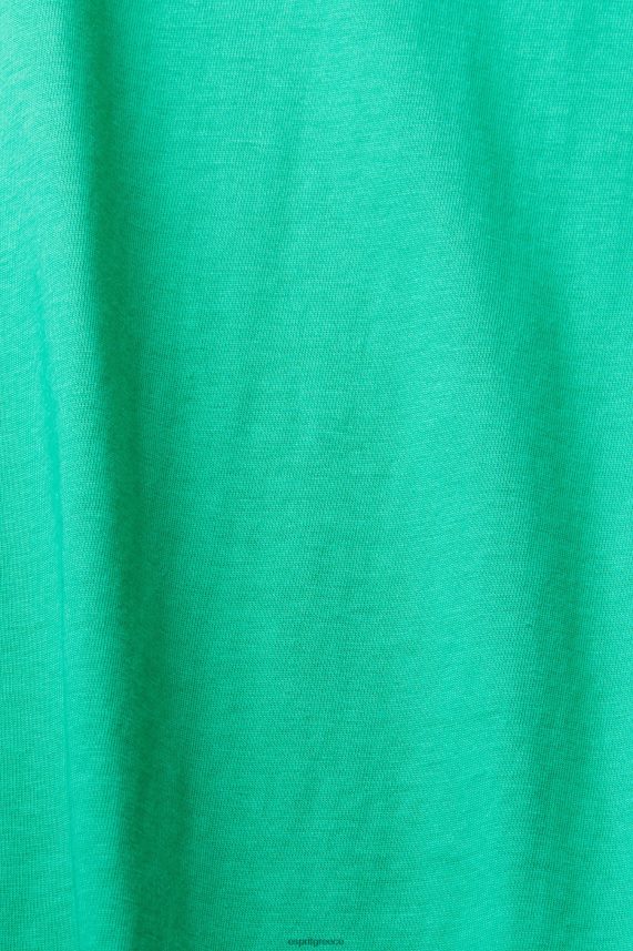 γυναίκες Esprit ανοιχτό πράσινο βαμβακερό μπλουζάκι με λαιμόκοψη μπλουζάκια 0J044P458