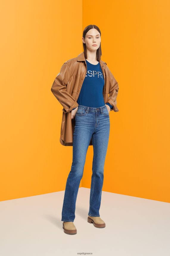 γυναίκες Esprit μπλε βενζίνης μακρυμάνικο μπλουζάκι με λογότυπο μπλουζάκια 0J044P462