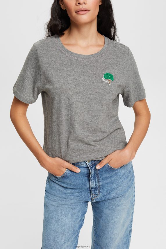 γυναίκες Esprit μέτριο γκρι κεντητό μπλουζάκι μπλουζάκια 0J044P528