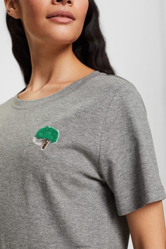 γυναίκες Esprit μέτριο γκρι κεντητό μπλουζάκι μπλουζάκια 0J044P528