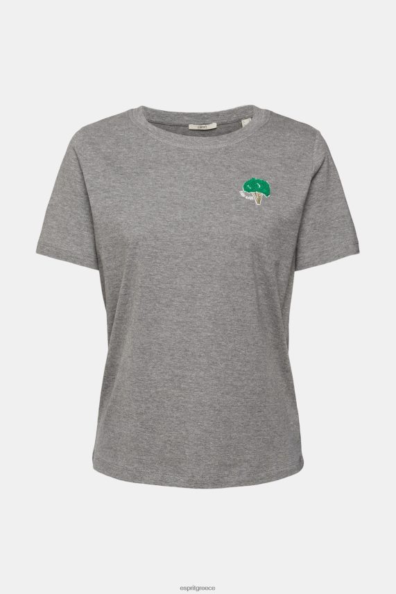 γυναίκες Esprit μέτριο γκρι κεντητό μπλουζάκι μπλουζάκια 0J044P528