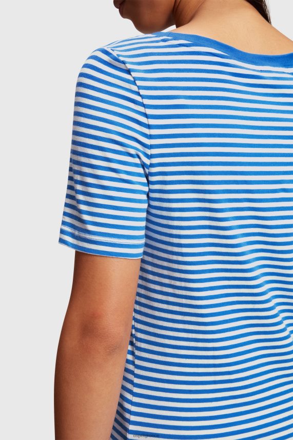 γυναίκες Esprit γαλάζιο μπλουζάκι από βαμβακερό ριγέ ελαστικό μπλουζάκια 0J044P536