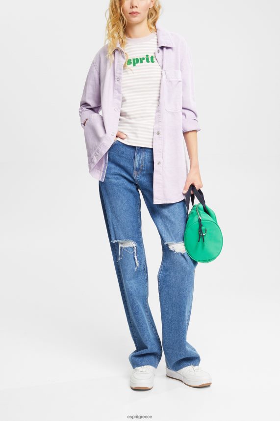 γυναίκες Esprit λεβάντα μπλουζάκι με ριγέ λογότυπο μπλουζάκια 0J044P538