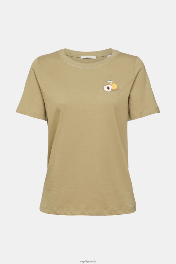 γυναίκες Esprit ωχρό χακί μπλουζάκι με κεντημένο μοτίβο μπλουζάκια 0J044P557