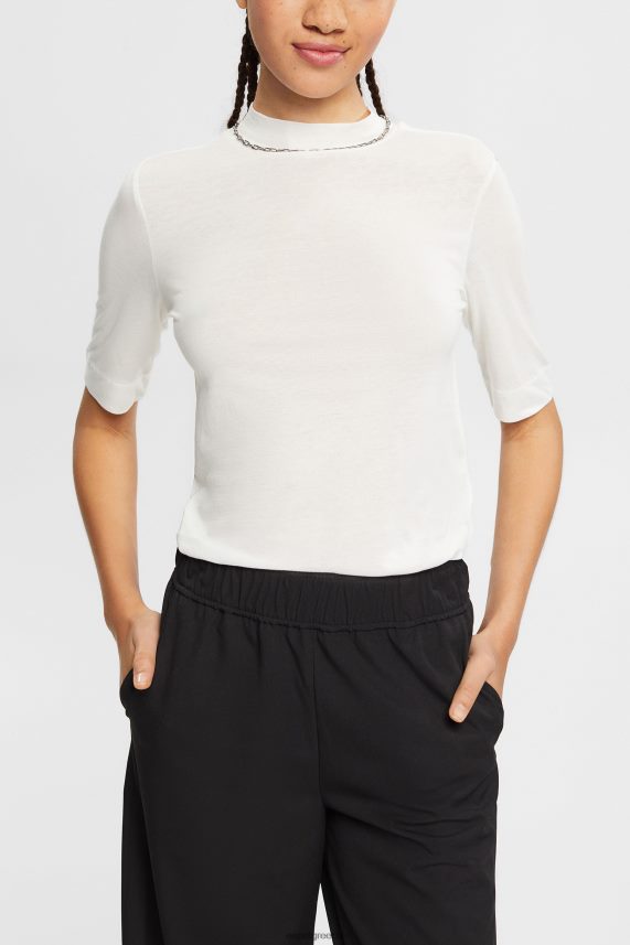 γυναίκες Esprit υπόλευκο με τένσελ: μπλουζάκι με γιακά μπλουζάκια 0J044P562